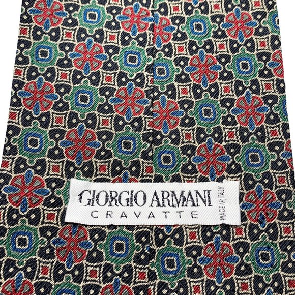 GIORGIO ARMANI Silk Kaleidoscope Folk Floral Print Tie - Picture 8 of 8